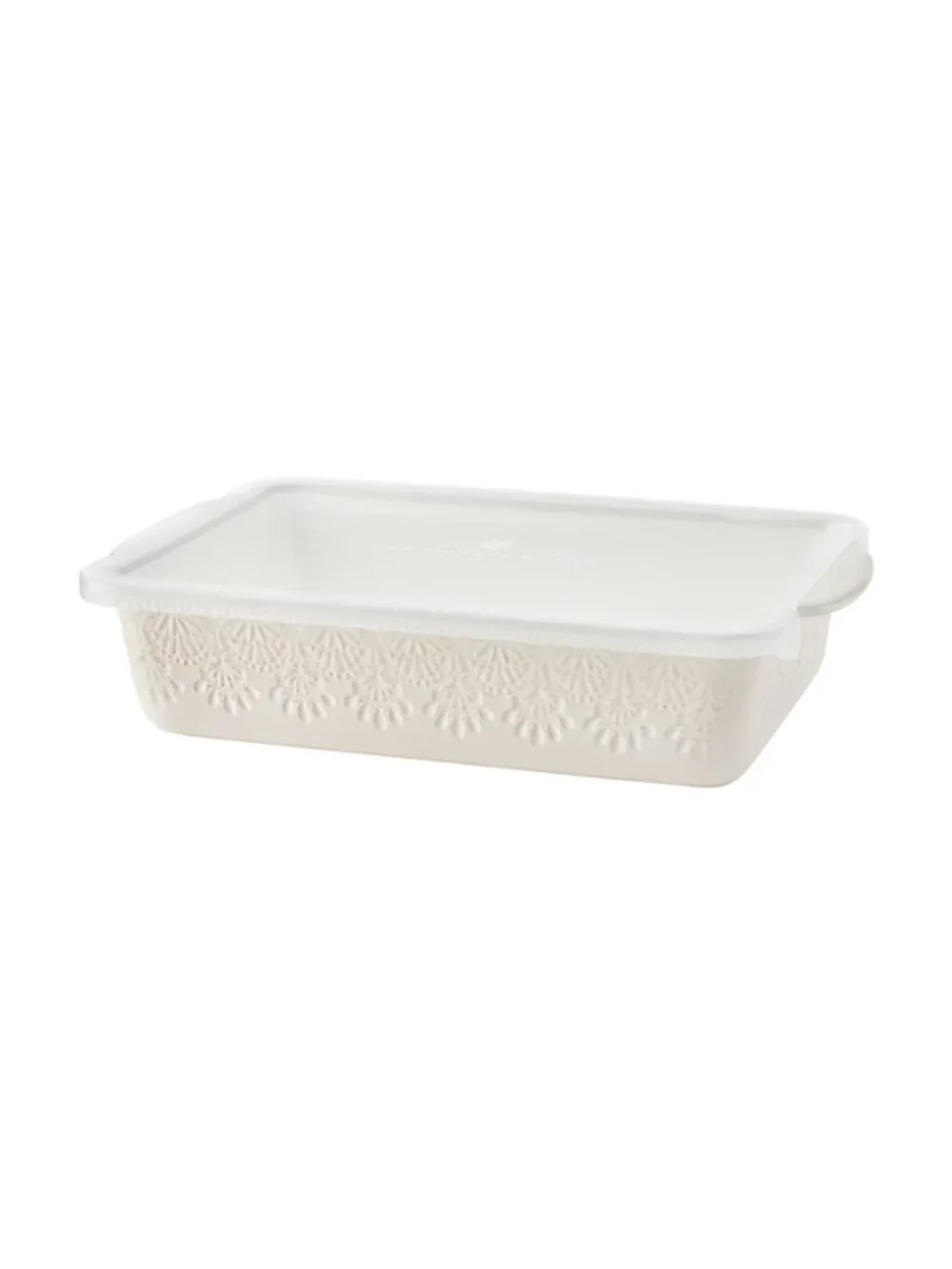 The Pioneer Woman Home White Vintage Lace Ceramic Casserole Baking Lid Dish